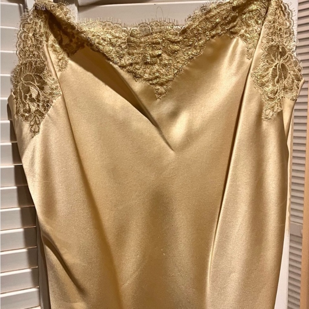 Ralph Lauren Gold Satin Lace Trim Camisole Top